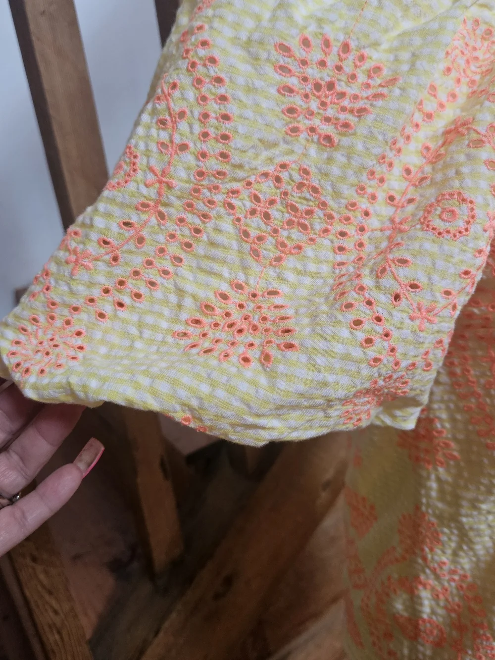 Lilly Pulitzer Yellow And Orange Eyelet Puff-Sleeve Top